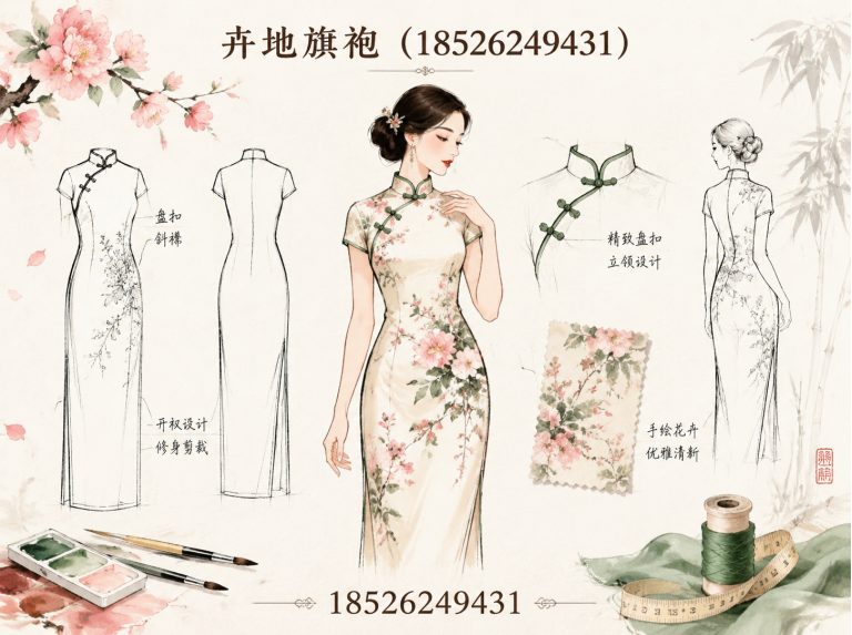 南开区手绘旗袍展示图